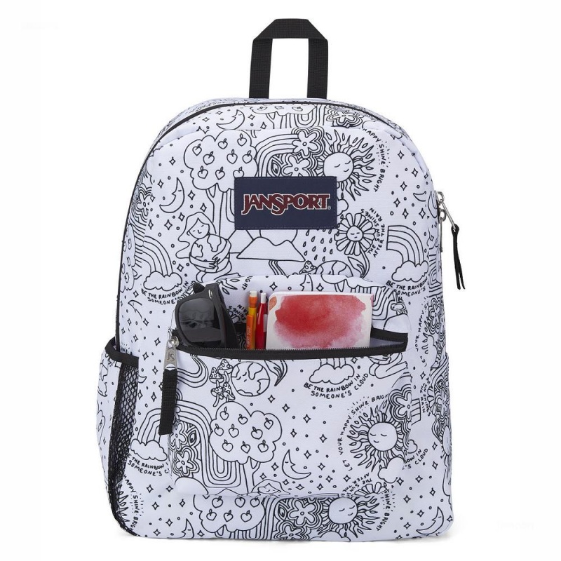 Mochilas escolares JanSport CROSS TOWN Mochilas Blancas Negras | DCRVO82599